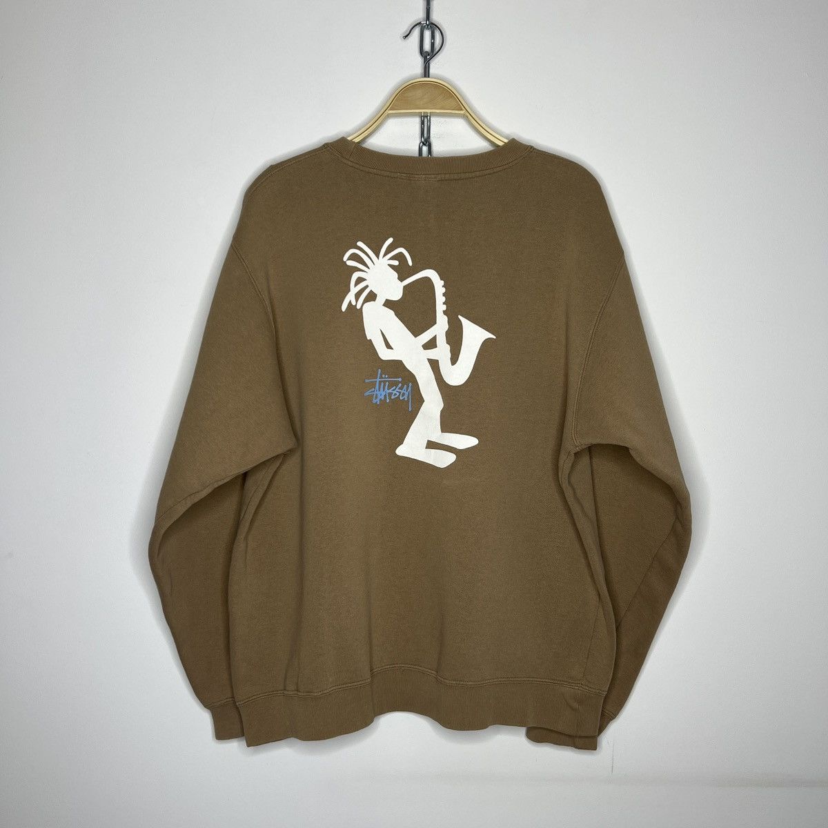 Vintage Stussy Saxophone 90’s Sweatshirt Crewneck Brown Logo