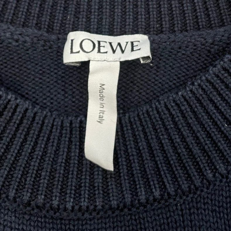 Loewe loewe Navy blue embroidered logo round-neck knitted sweater Size US S / EU 44-46 / 1 - 5 Thumbnail