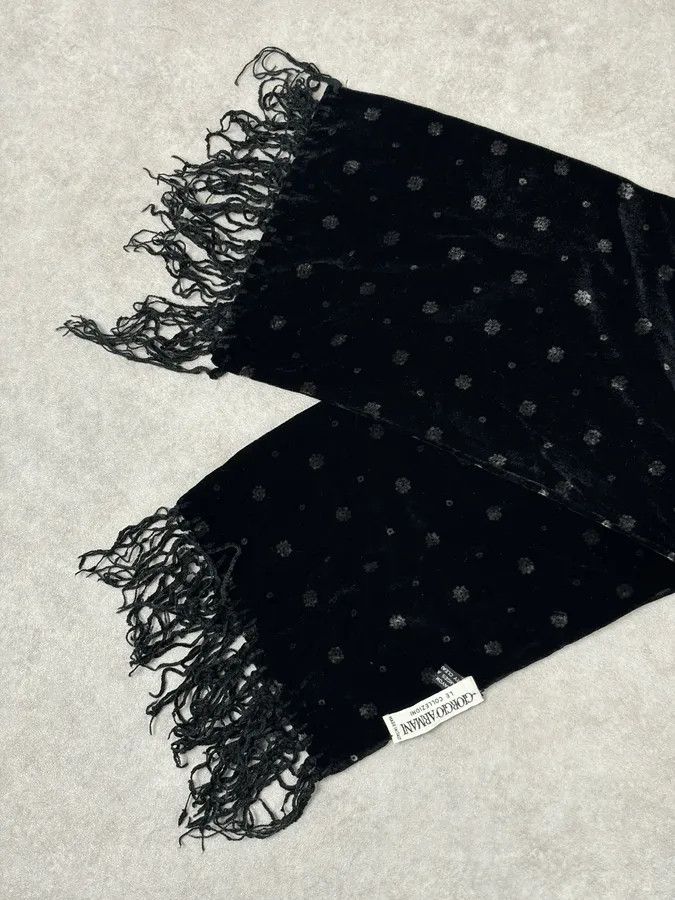 Giorgio Armani Giorgio Armani Black Scarf Polka Dot Scarf Size ONE SIZE - 5 Thumbnail