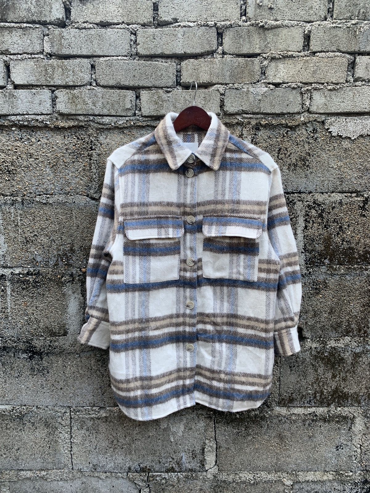 image of Vintage H&m Flannel Nice Design in Flannel Grey, Men's (Size Medium)