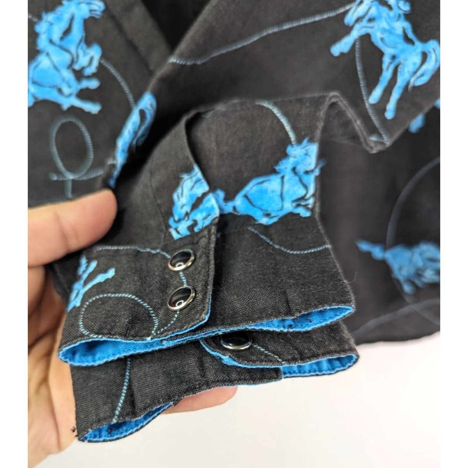 Wrangler VINTAGE Wrangler Blues Shirt Western Pearl Snap Bronco Riding Horse Rodeo Size Small Size US S / EU 44-46 / 1 - 3 Thumbnail