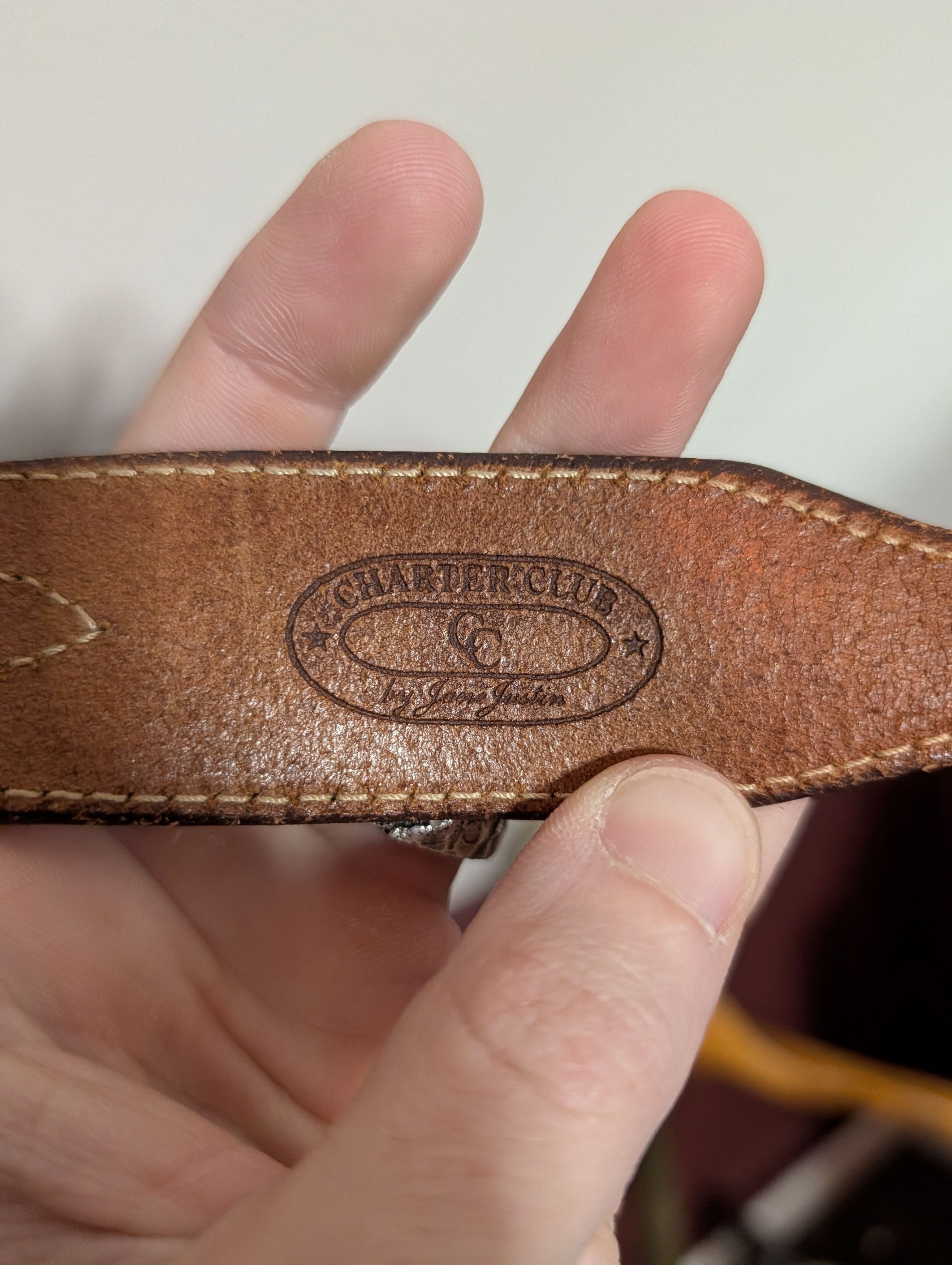 Charter Club JANE JUSTIN vtg Italian western embellished leather belt Size ONE SIZE - 7 Thumbnail