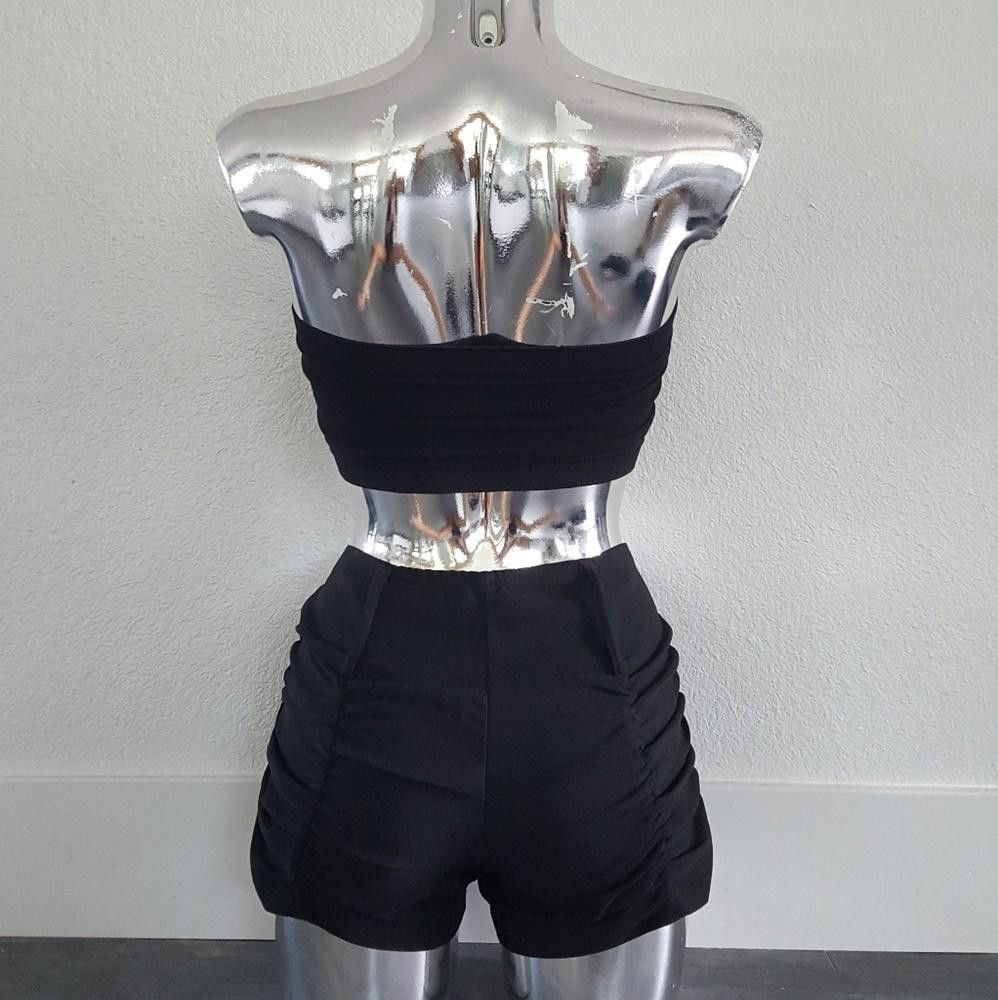 Designer Black Ruched Brazilian Lime Short Size 30" / US 8 / IT 44 - 2 Thumbnail