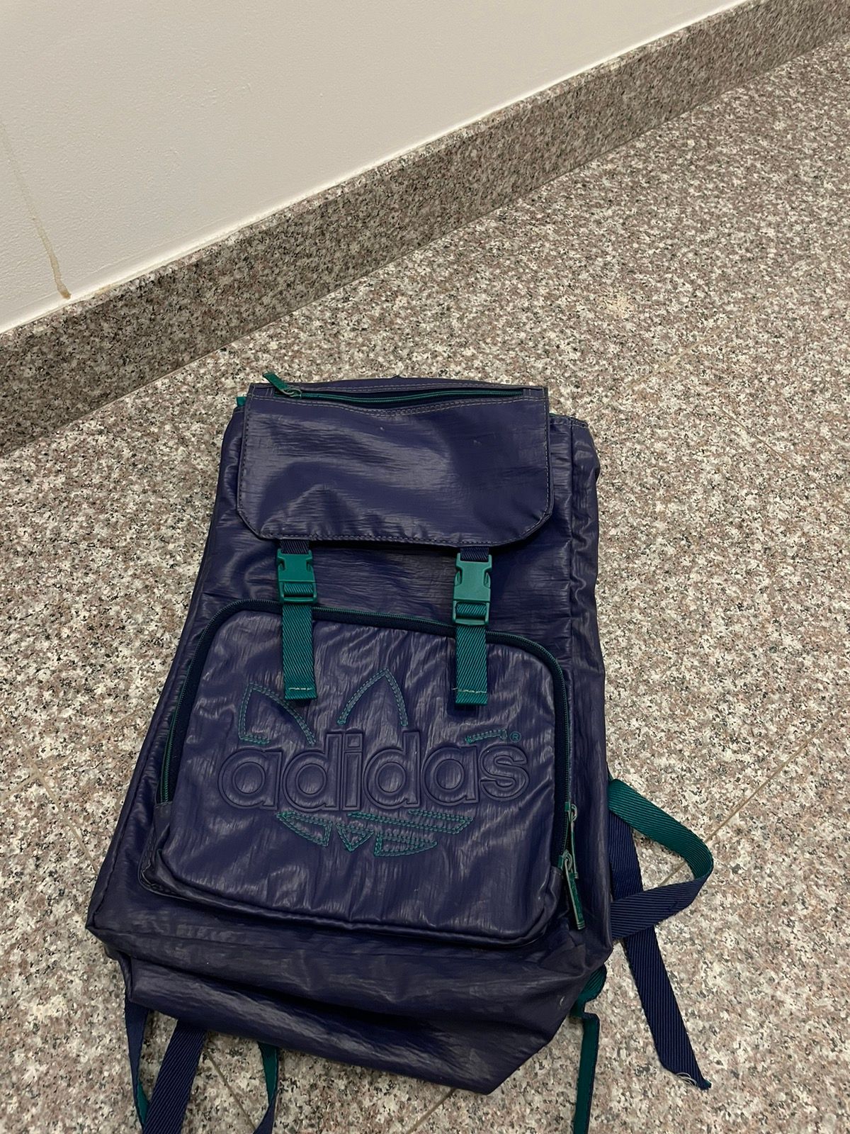 Pre-owned Adidas X Very Rare Backpack Adidas Vintage West Germany 80's In Green