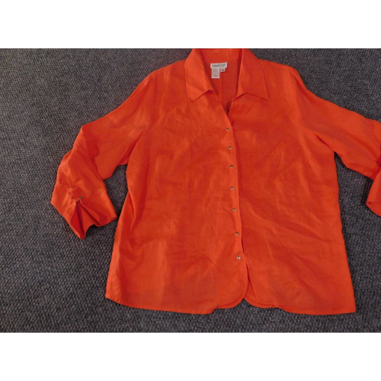 Coldwater Creek Coldwater Creek Shirt Womens 2XL Orange 100% Ramie Button Front 3/4 Sleeve Top Size XXL / US 16-18 / IT 52-54 - 3 Thumbnail