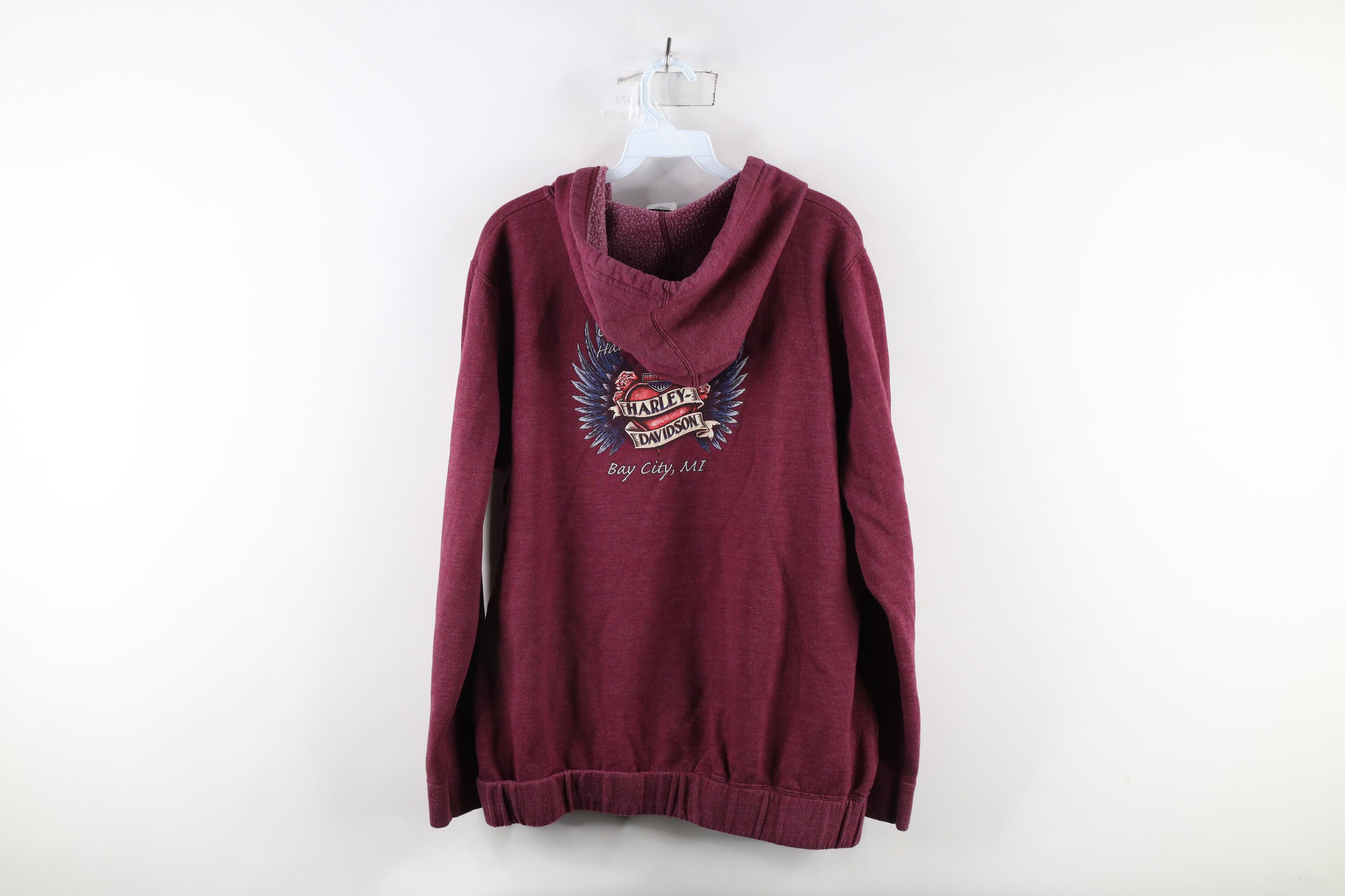 Harley Davidson × Vintage Y2K Harley Davidson Out Rose Flower Heart Hoodie Purple Size XL / US 12-14 / IT 48-50 - 10 Thumbnail