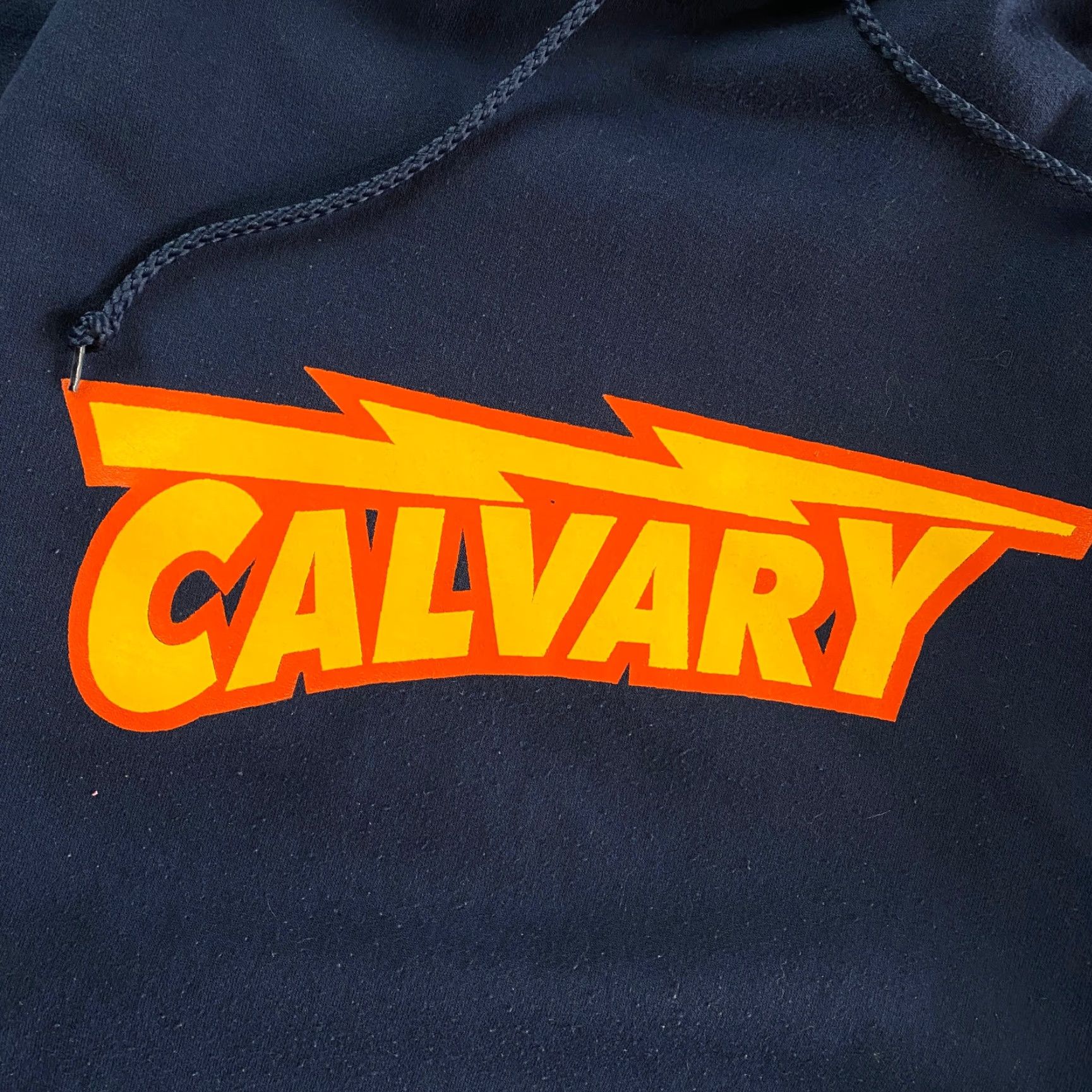Vintage VINTAGE Calvary Hoodie Hooded Sweatshirt Navy Blue Lightning Bolt XL Size US XL / EU 56 / 4 - 2 Thumbnail