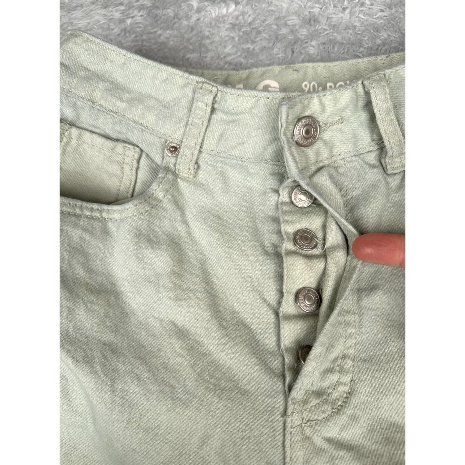 Denime SONG Juniors 5 Green Denim Straight Jeans Button Fly 90s Women's 25x28 Size 27" / US 4 / IT 40 - 5 Thumbnail