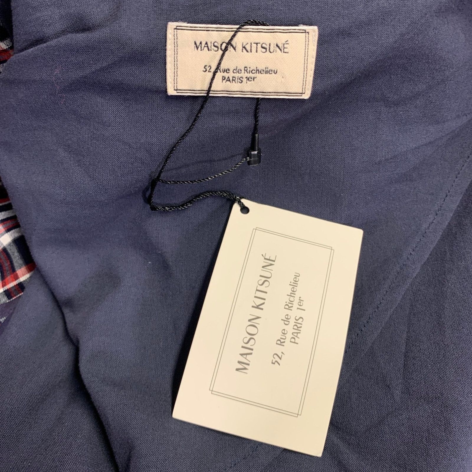 Maison Kitsune Size 36 Navy Red White Plaid Cotton Sport Coat Size 36R - 9 Thumbnail