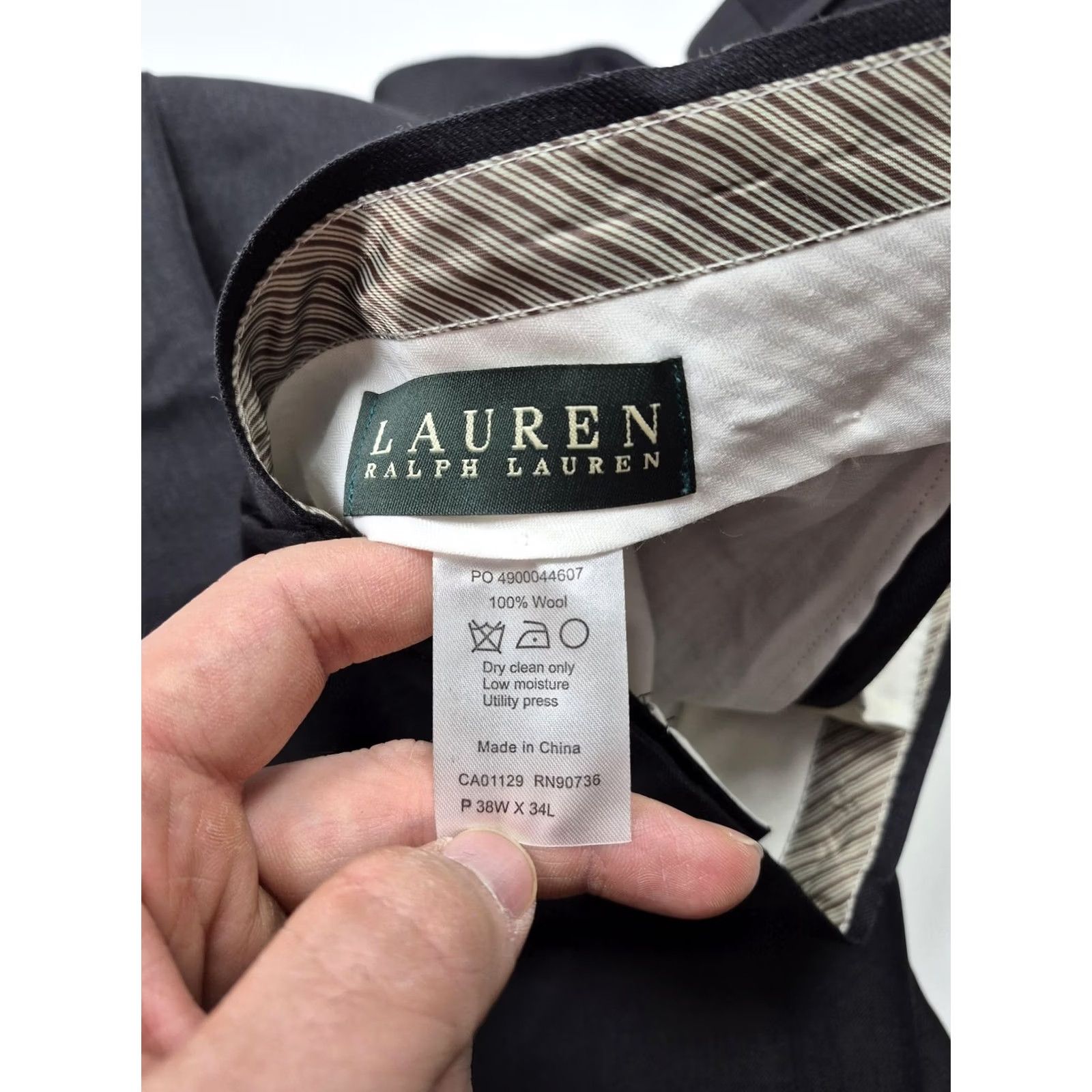 Ralph Lauren VTG Lauren Ralph Lauren Suit Pants Mens 38x34 Gray Wool Flat Front Dress Pants Size 38R - 4 Thumbnail