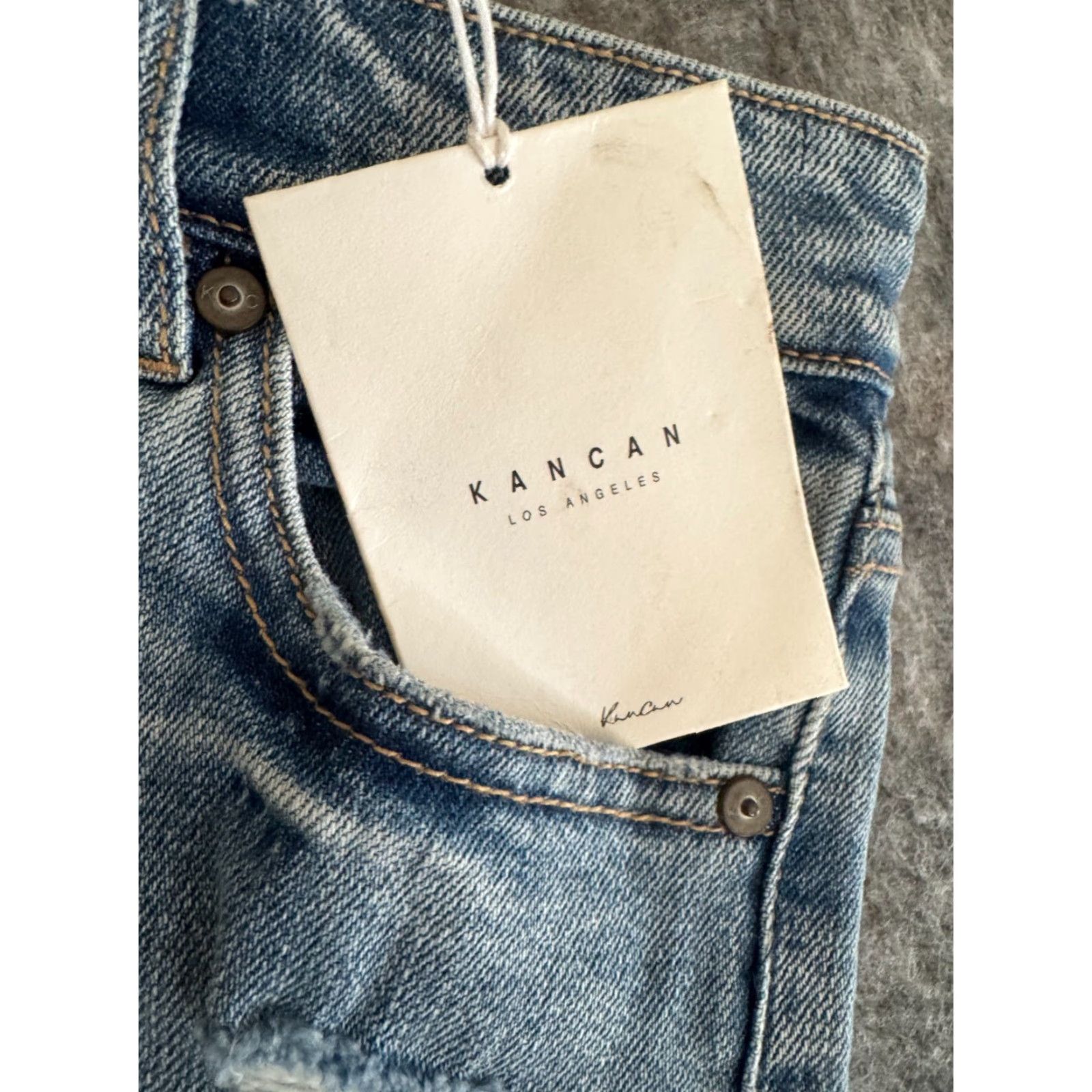 Vintage KanCan Jeans Straight Leg Distressed Women's Size 5/26 Light Wash NWT Size 27" / US 4 / IT 40 - 2 Thumbnail