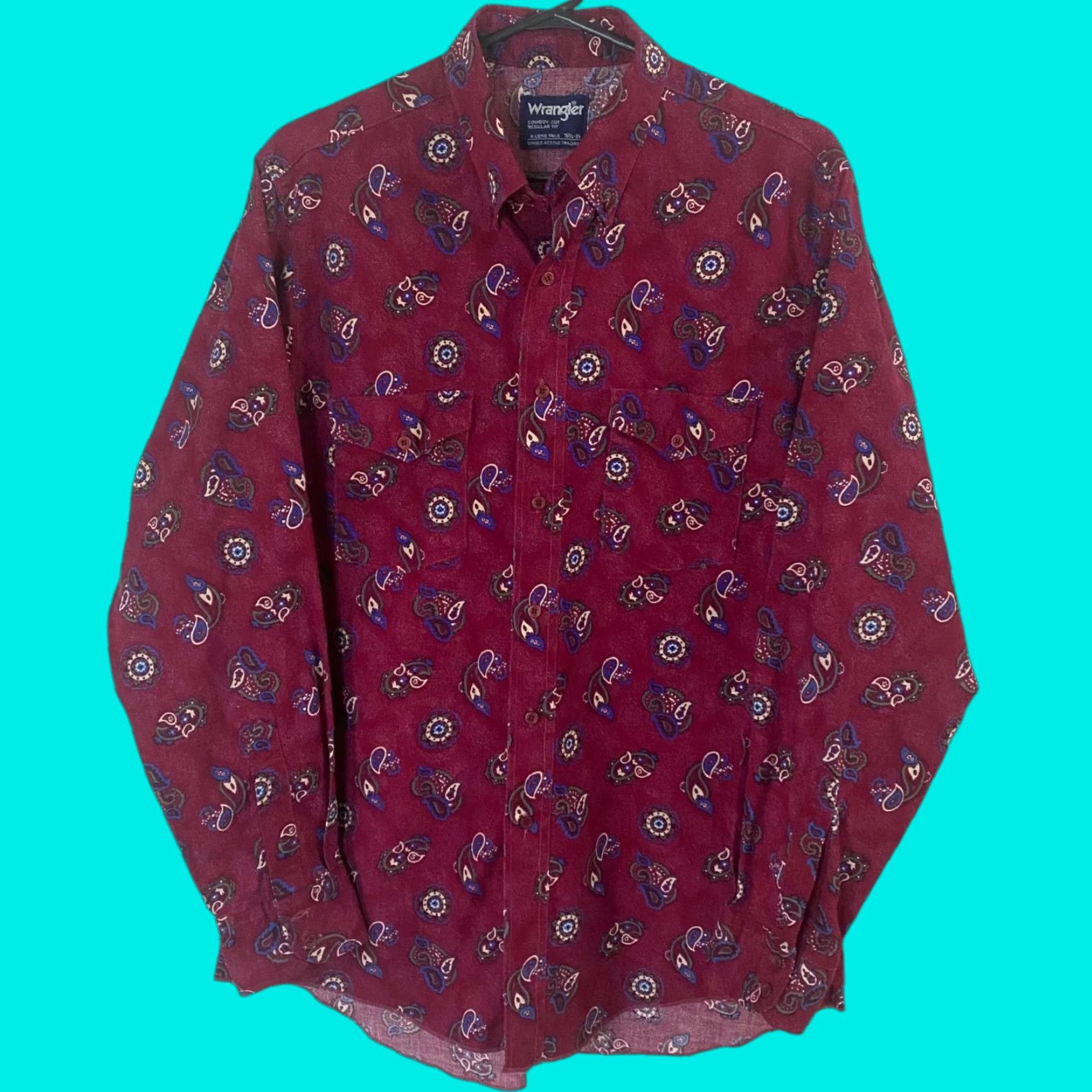 Wrangler VINTAGE Wrangler Cowboy Cut X-Long Tails Western Shirt Red Men's 16.5 - 35 Large Button-Down Chest Pockets Cowboy Western Size US XL / EU 56 / 4 - 1 Thumbnail