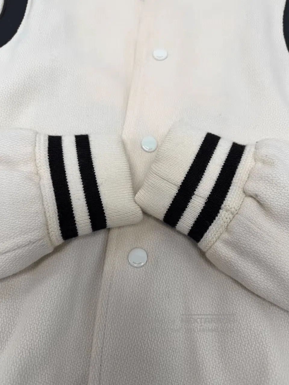 Saint Laurent Paris SAINT LAURENT Cream Black Varsity Jacket. Size US S / EU 44-46 / 1 - 3 Thumbnail