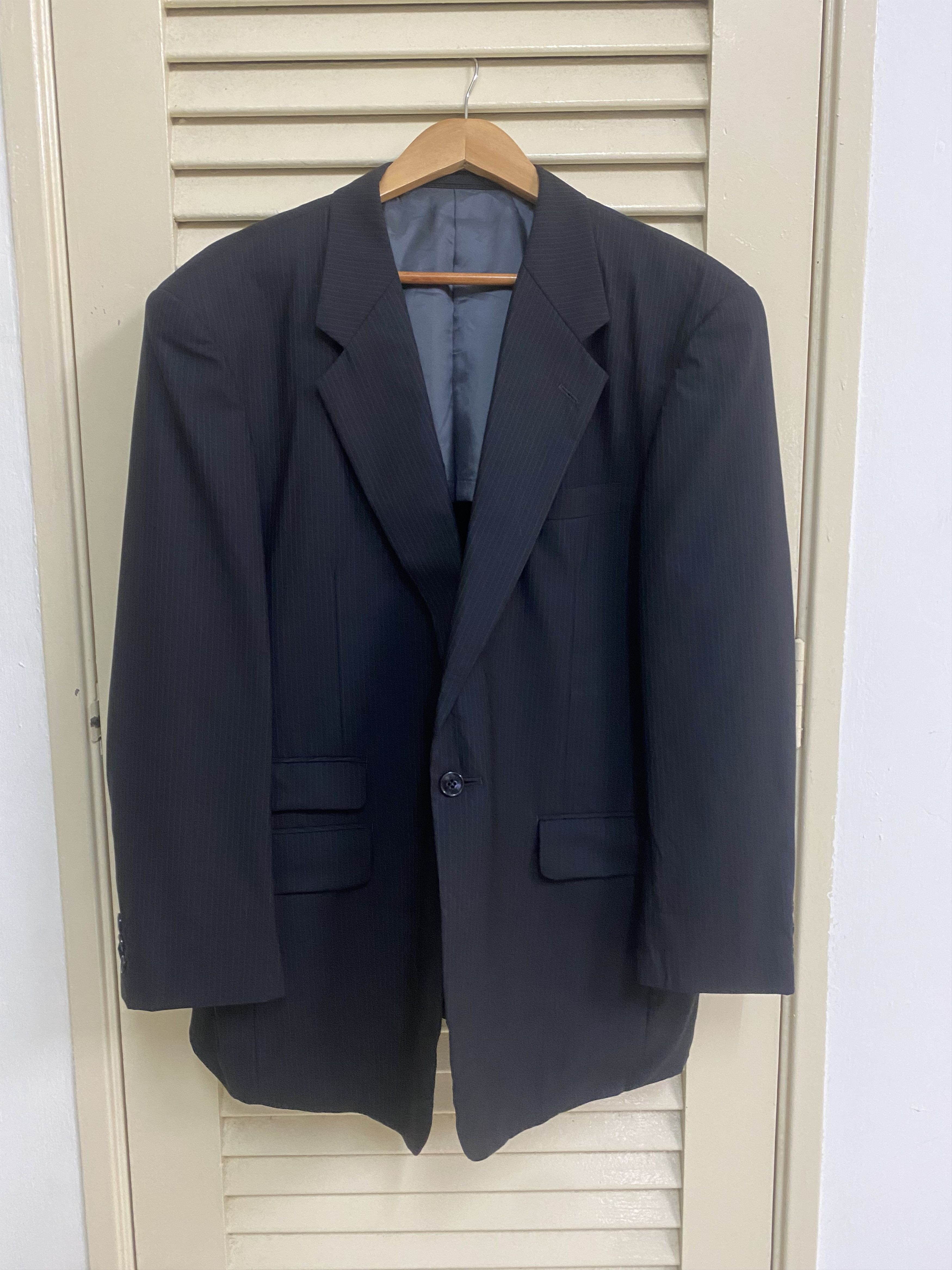 Versace Authentic Gianni Versace Black Pinstripe Suit Size 46R - 2 Thumbnail