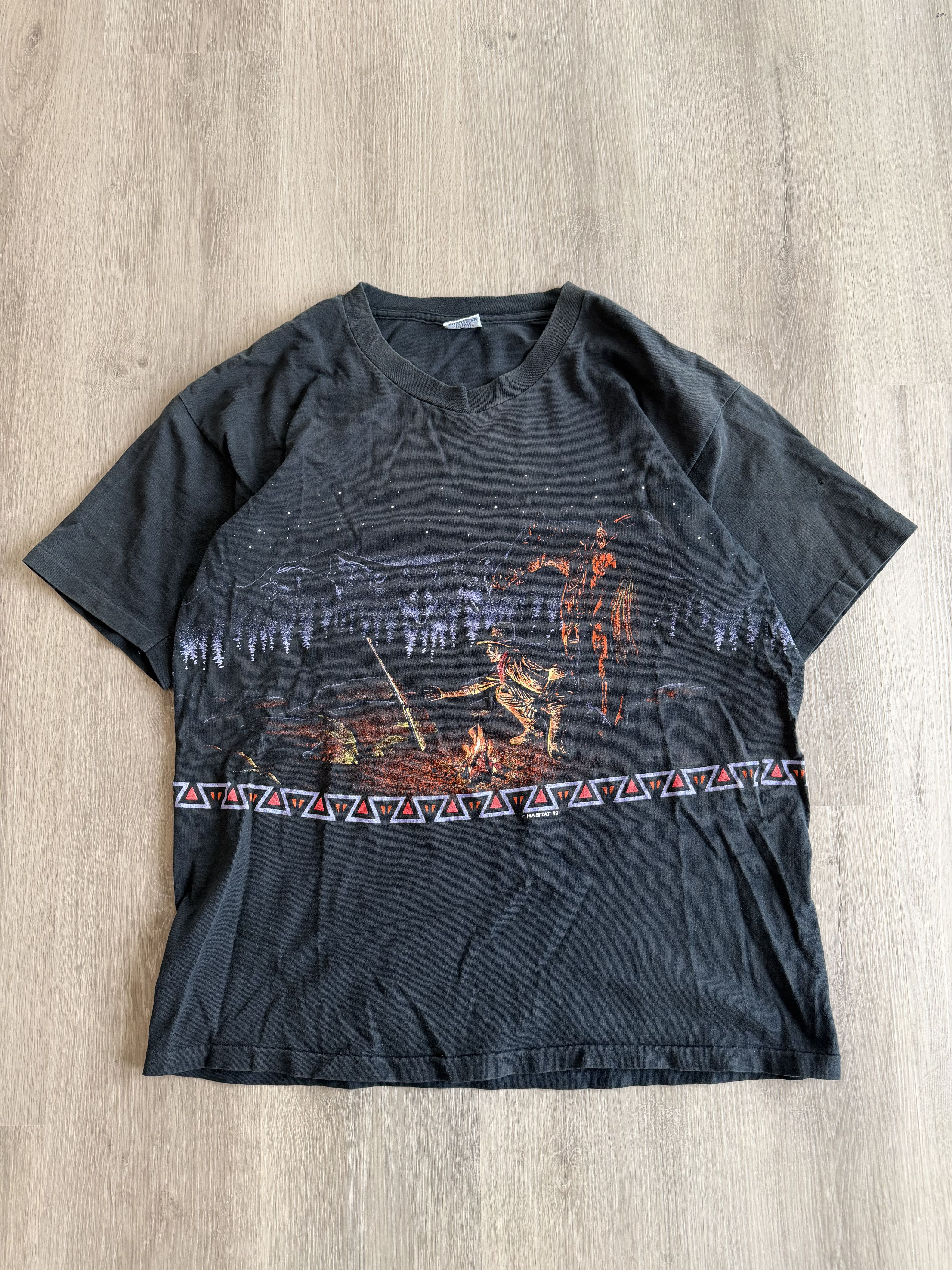 1992 Habitat Cowboy Westeren Campfire Tee Scenic