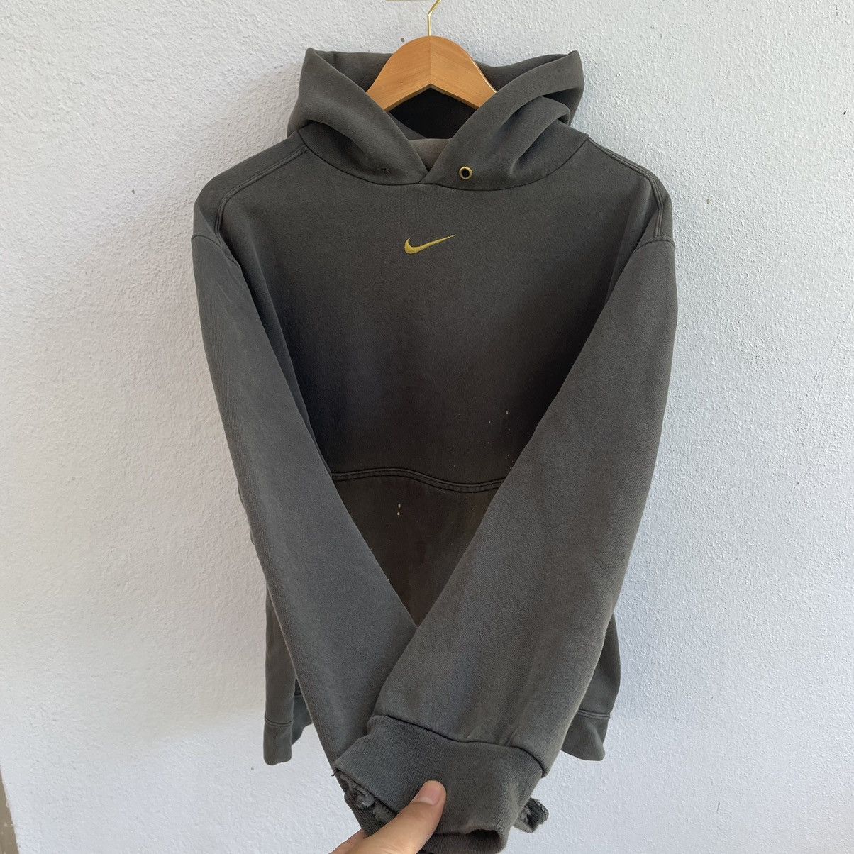 Nike × Vintage Vintage 90s Nike Centre swoosh hoodie green hunter Size US L / EU 52-54 / 3 - 8 Thumbnail