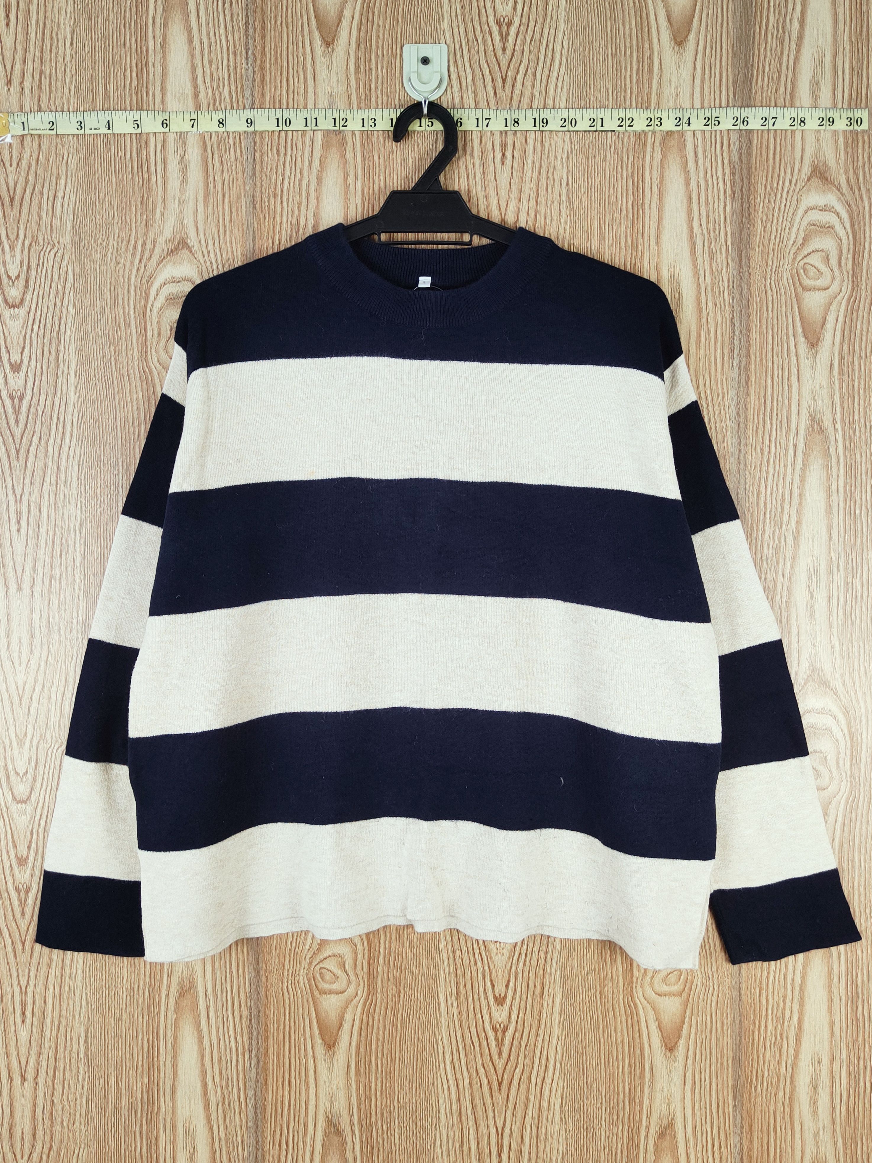Homespun Knitwear Japane stripe Navy Knitwear sweatshirt #W347 Size L / US 10 / IT 46 - 1 Thumbnail