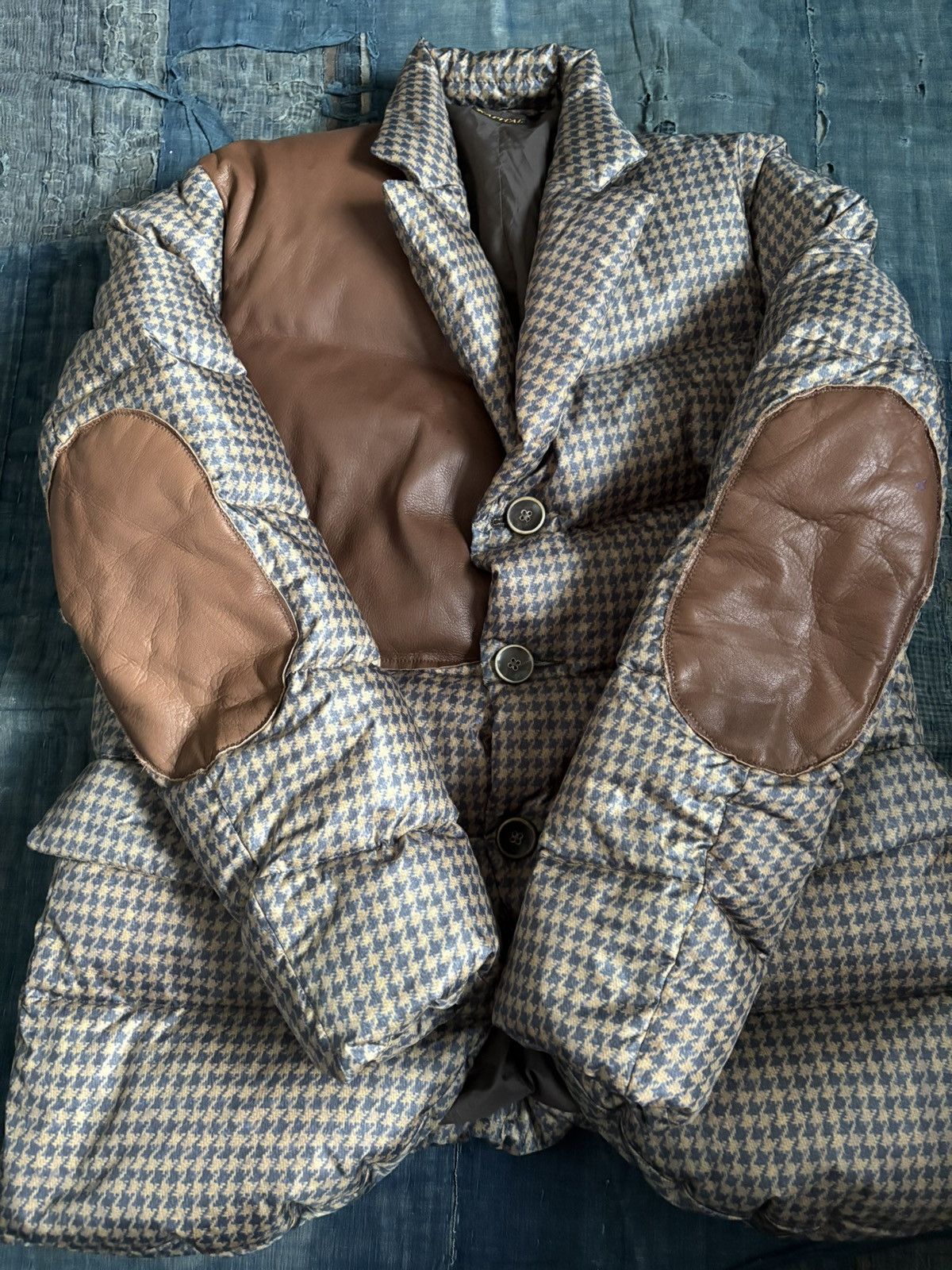 Kapital kapital leather elbow patch Houndstooth printed jacket Size US L / EU 52-54 / 3 - 12 Thumbnail