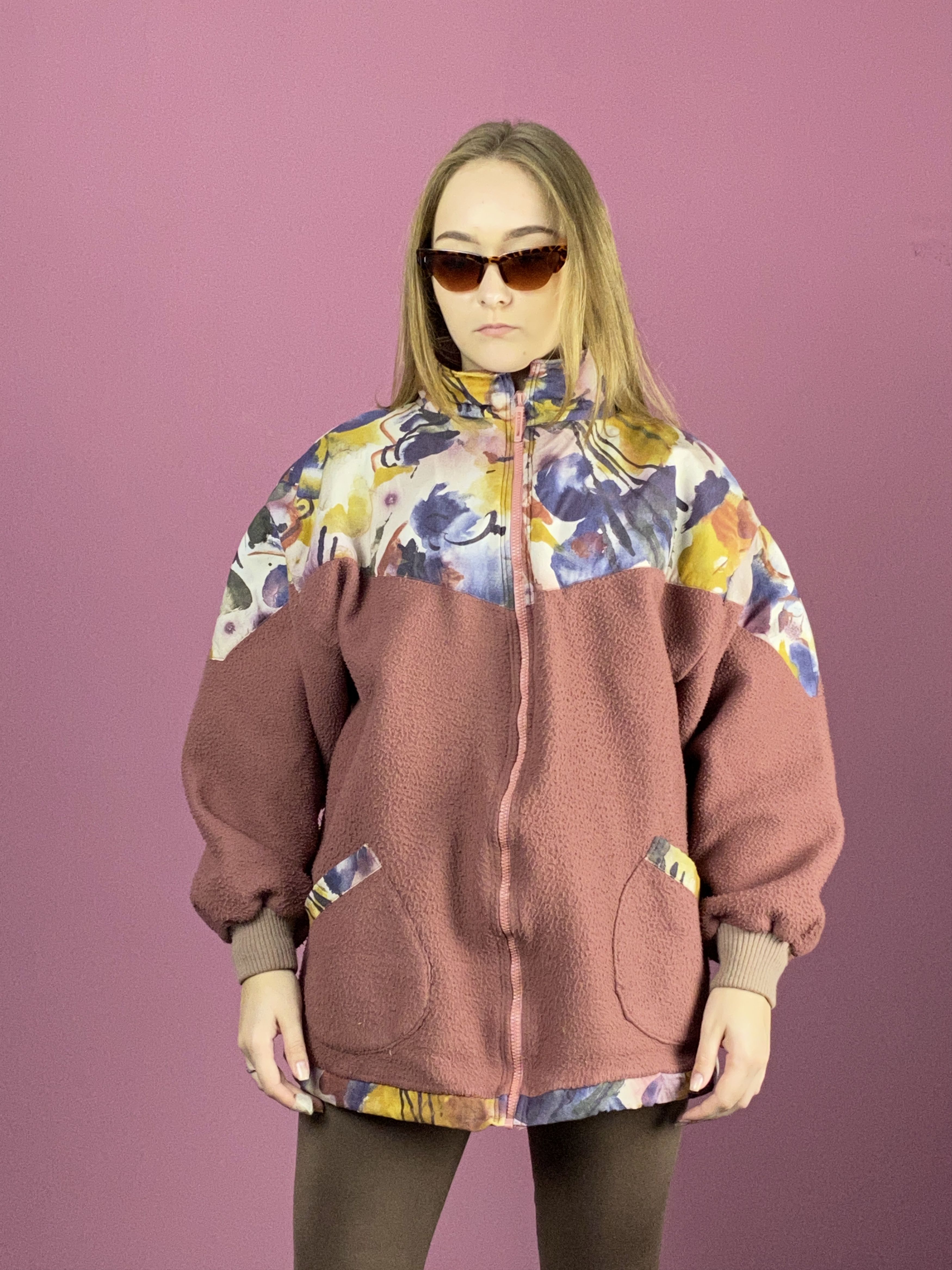 Vintage 90s Vintage Women's Abstract Full Zip Fleece Jacket - S Size S / US 4 / IT 40 - 2 Thumbnail