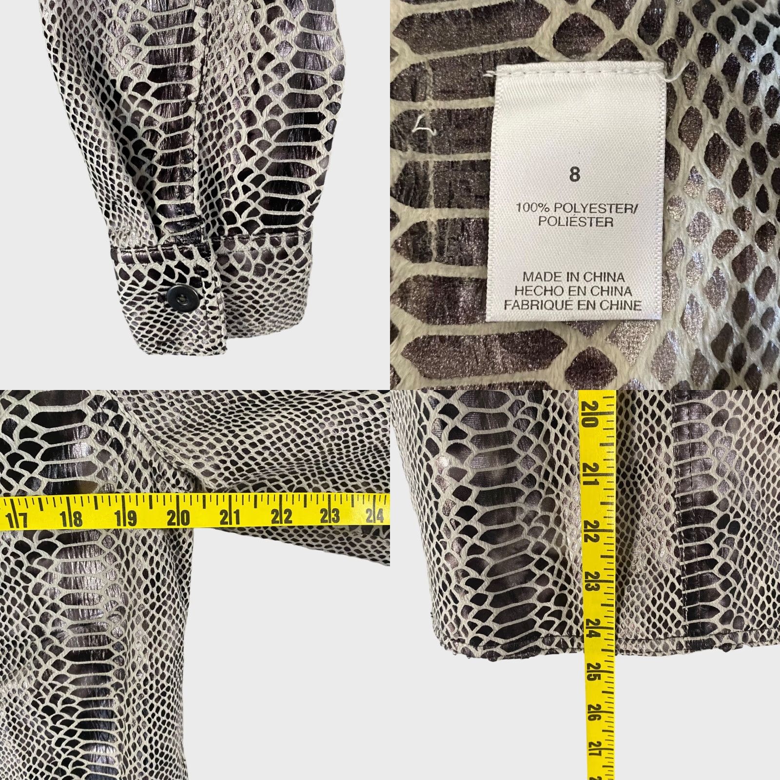 Vintage VINTAGE Alfred Dunner Button Up Metallic Faux Snakeskin Print Jacket Brown Womens 8 Size M / US 6-8 / IT 42-44 - 8 Thumbnail