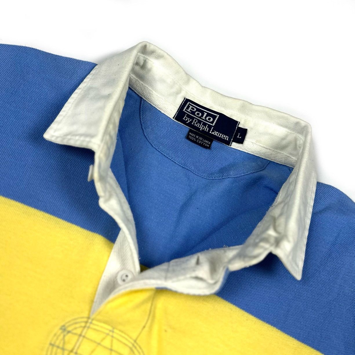 Polo Ralph Lauren × Rugby Ralph Lauren × Vintage Vintage Polo Ralph Lauren Blue/Yellow Cotton Rugby Shirt - L Size US L / EU 52-54 / 3 - 11 Thumbnail