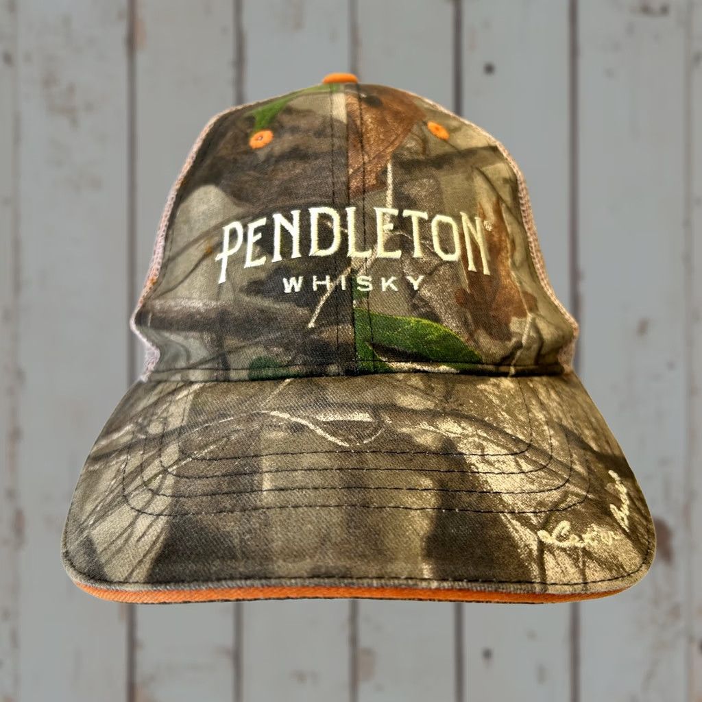 Pendleton VINTAGE Pendleton Whisky Trucker Hat Camouflage Orange Hunting Cowboy Size ONE SIZE - 1 Thumbnail