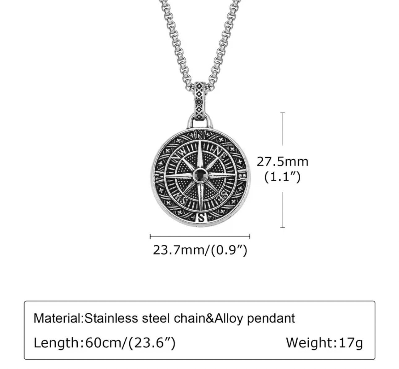 Jewelry Compass Pendant Necklace for Men Women Size ONE SIZE - 6 Thumbnail