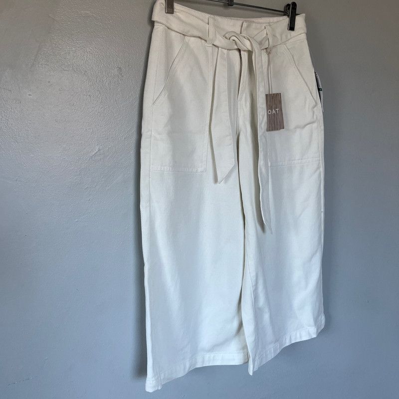 Designer Women's OAT Denim White Tie Waist Skirt Size 24 XS Size 25" / US 0 / IT 36 - 1 Thumbnail