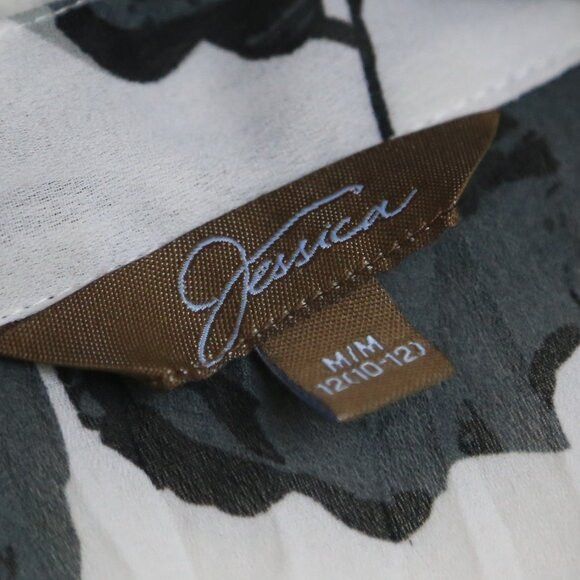 Vintage Vintage Jessica Floral Black White Ruffle V-neck Blouse Size M / US 6-8 / IT 42-44 - 3 Thumbnail