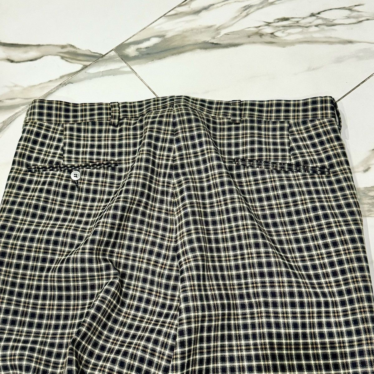 Vintage SICK TRUE VINTAGE 70s NAVY AND GOLD PLAID PANTS! Size US 36 / EU 52 - 8 Thumbnail