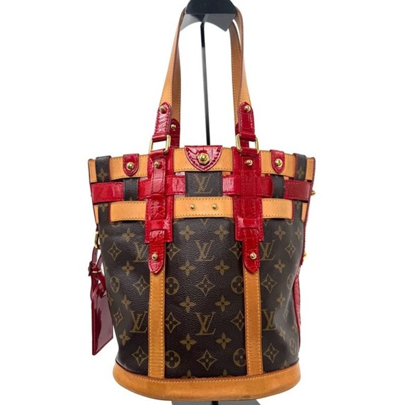 LV Crocodile Red Neo Monogram Bucket shoulder bag