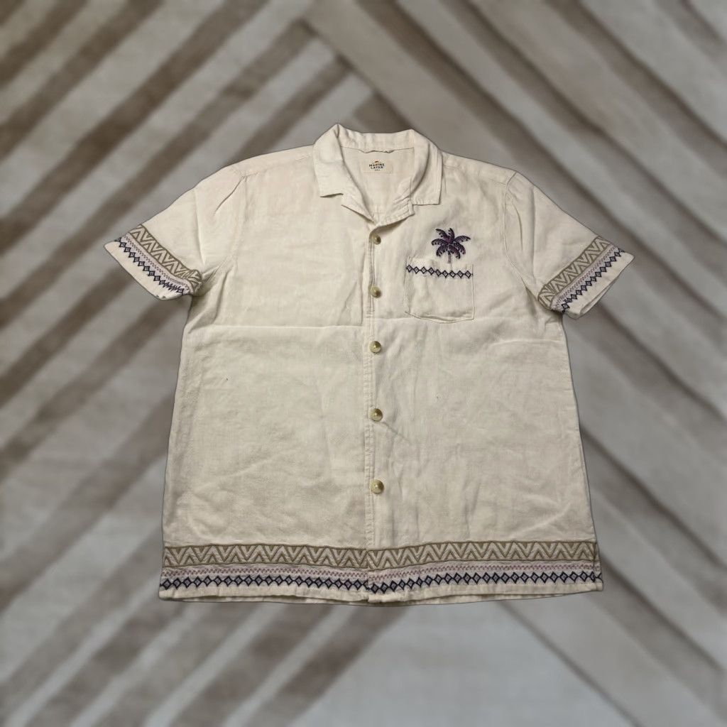 Marine Layer Marine Layer Button-Up Shirt Men’s Small Short Sleeve Embroidered Palm Resort Natural Cotton Spandex Beach Tropical Size US S / EU 44-46 / 1 - 1 Thumbnail