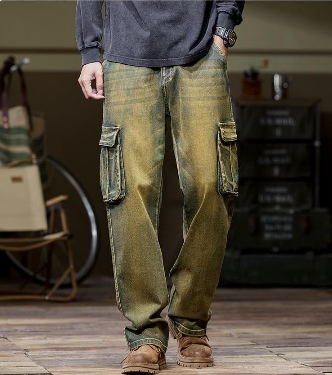 Jean Autumn Winter Jeans Multi Pocket Retro Trendy Size US 30 / EU 46 - 1 Thumbnail