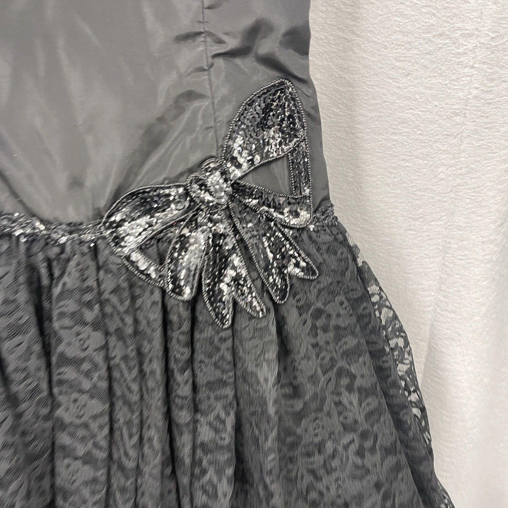 Vintage VINTAGE Loralie Party Dress Womens 6 Black Lace Tiered 1990s Glam Rock Size M / US 6-8 / IT 42-44 - 3 Thumbnail