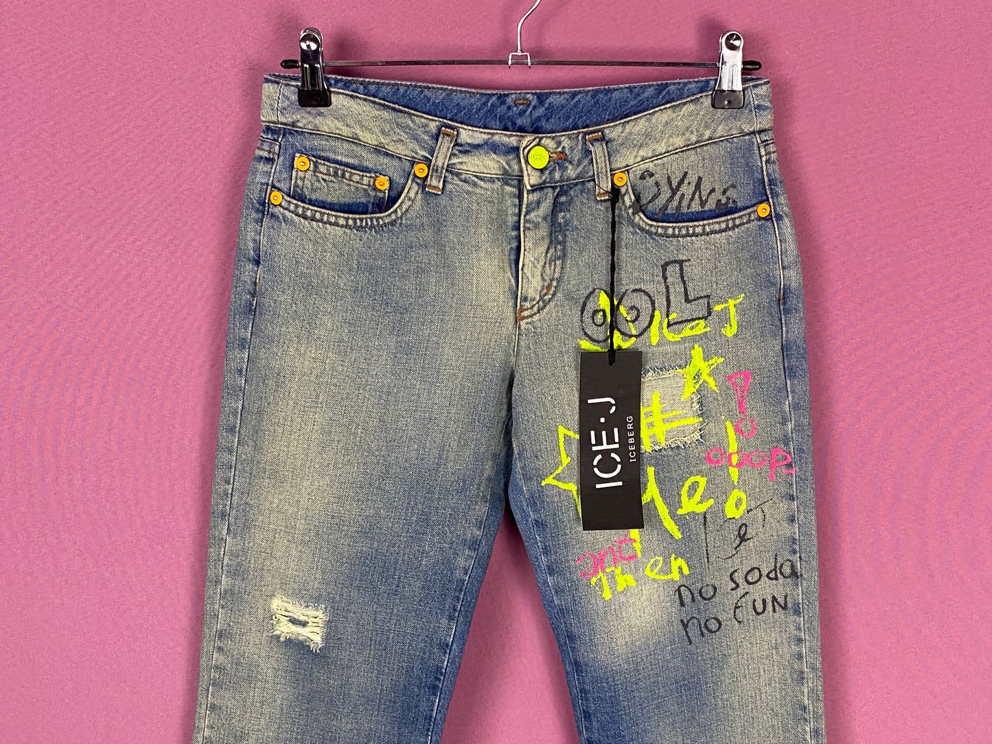 Iceberg × Vintage Ice.J Iceberg Women's Custom Painted Jeans - 25 Size 25" / US 0 / IT 36 - 2 Thumbnail