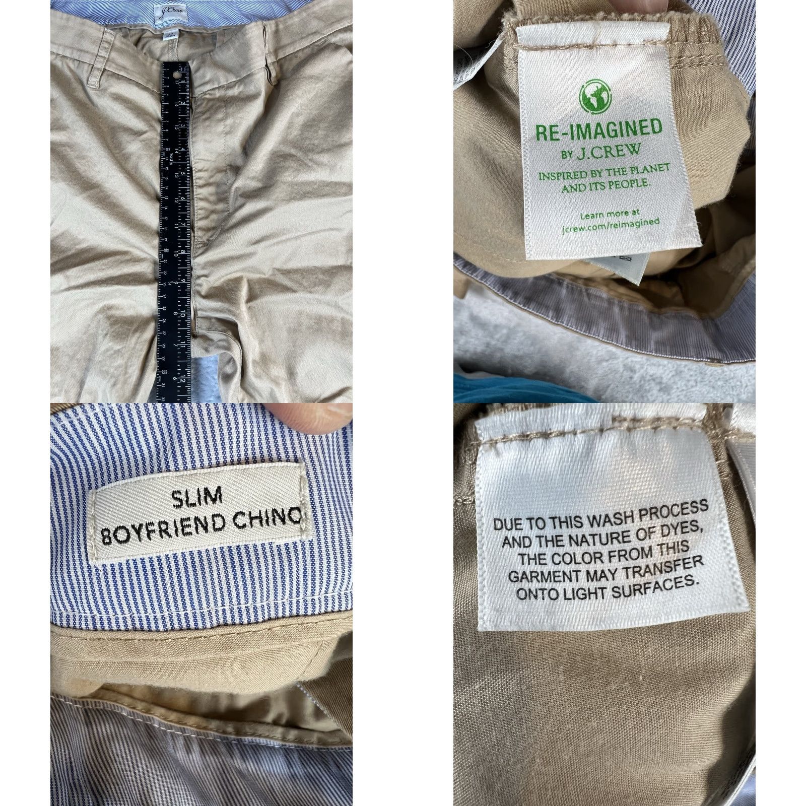 J.Crew J.Crew Slim Boyfriend Chino Pants Women's Size 32 Beige Preppy Casual Boyfriend Slim Chino Pants Womens, 32, Beige, Preppy, Casual, Chino, Pants Size 24" / US 00 / IT 34 - 8 Thumbnail