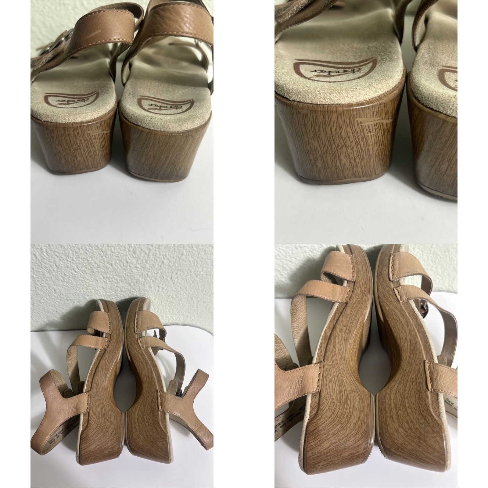 Dansko Dansko Sandal Women Sacha Tan Burnished Leather US 10 EU 40 Strappy Buckle Wedge Arch Support Comfort Slide Size US 10 / IT 40 - 9 Thumbnail