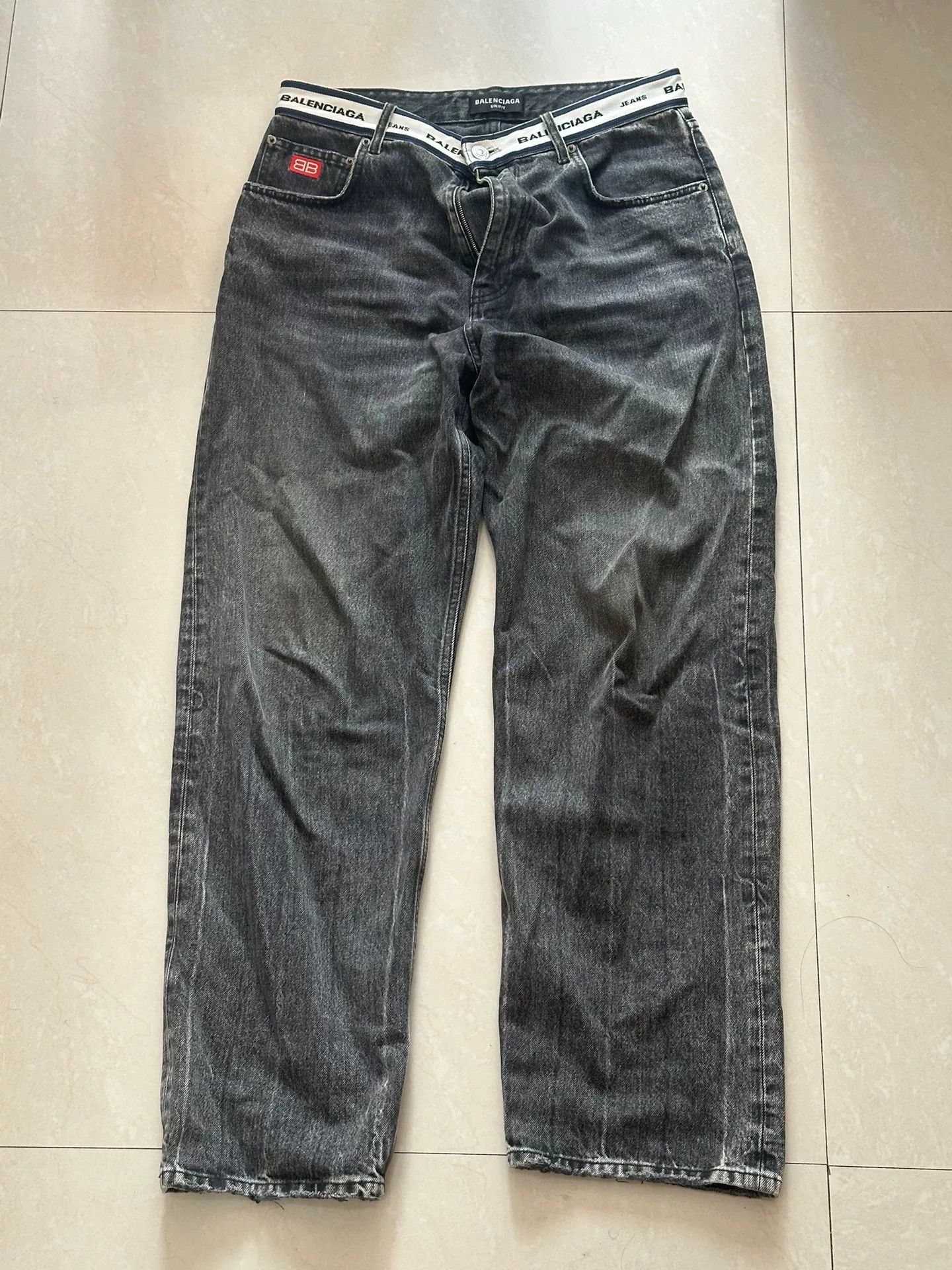 Balenciaga Balenciaga Washed Black Jeans with Belt Size US 32 / EU 48 - 1 Thumbnail