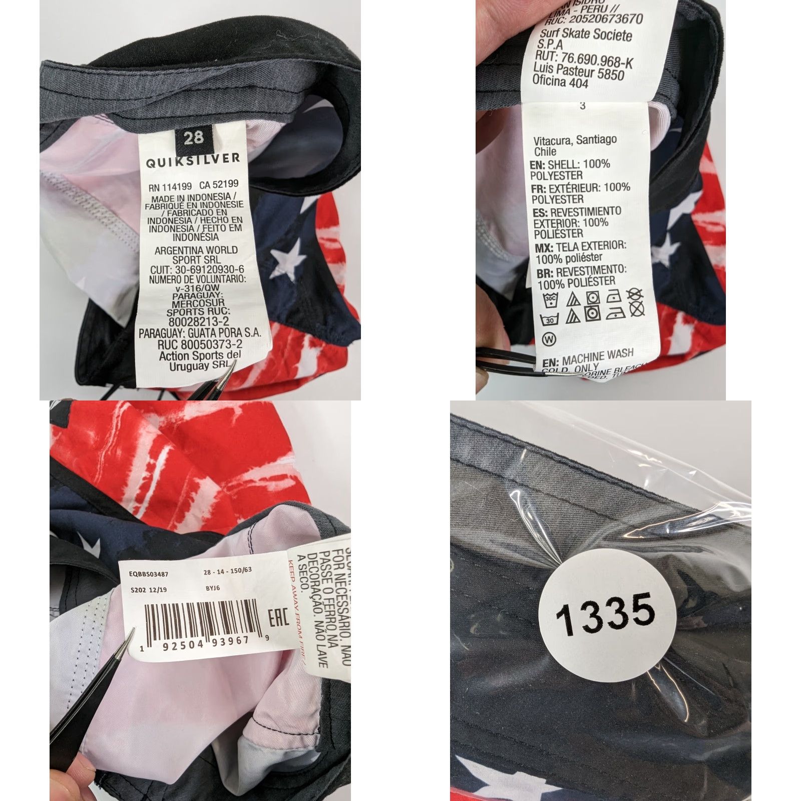 Quiksilver Quiksilver Board Shorts Mens 28 Swim Trunks USA Flag Multicolor Red Blue Size US 28 / EU 44 - 8 Thumbnail