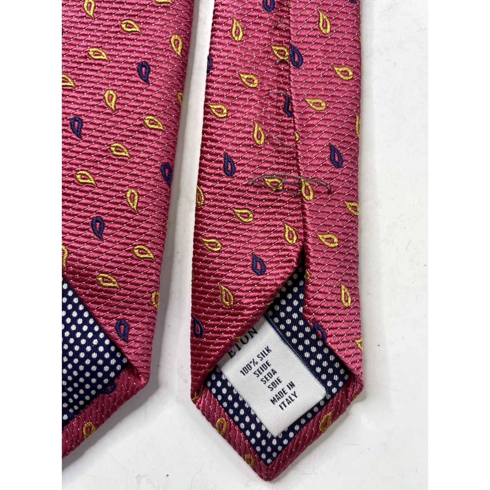 Eton ETON Pink Geometric Silk Tie Designer Made In Italy Neck Tie - Silk, Geometric, Pink, Italy, Classic Length, Mens, Tie Size ONE SIZE - 4 Thumbnail