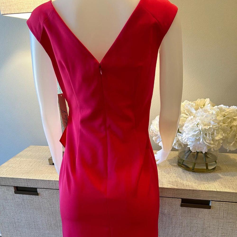 Designer Eliza J Cap Sleeve Drape Crepe Sheath Dress Size M / US 6-8 / IT 42-44 - 7 Thumbnail
