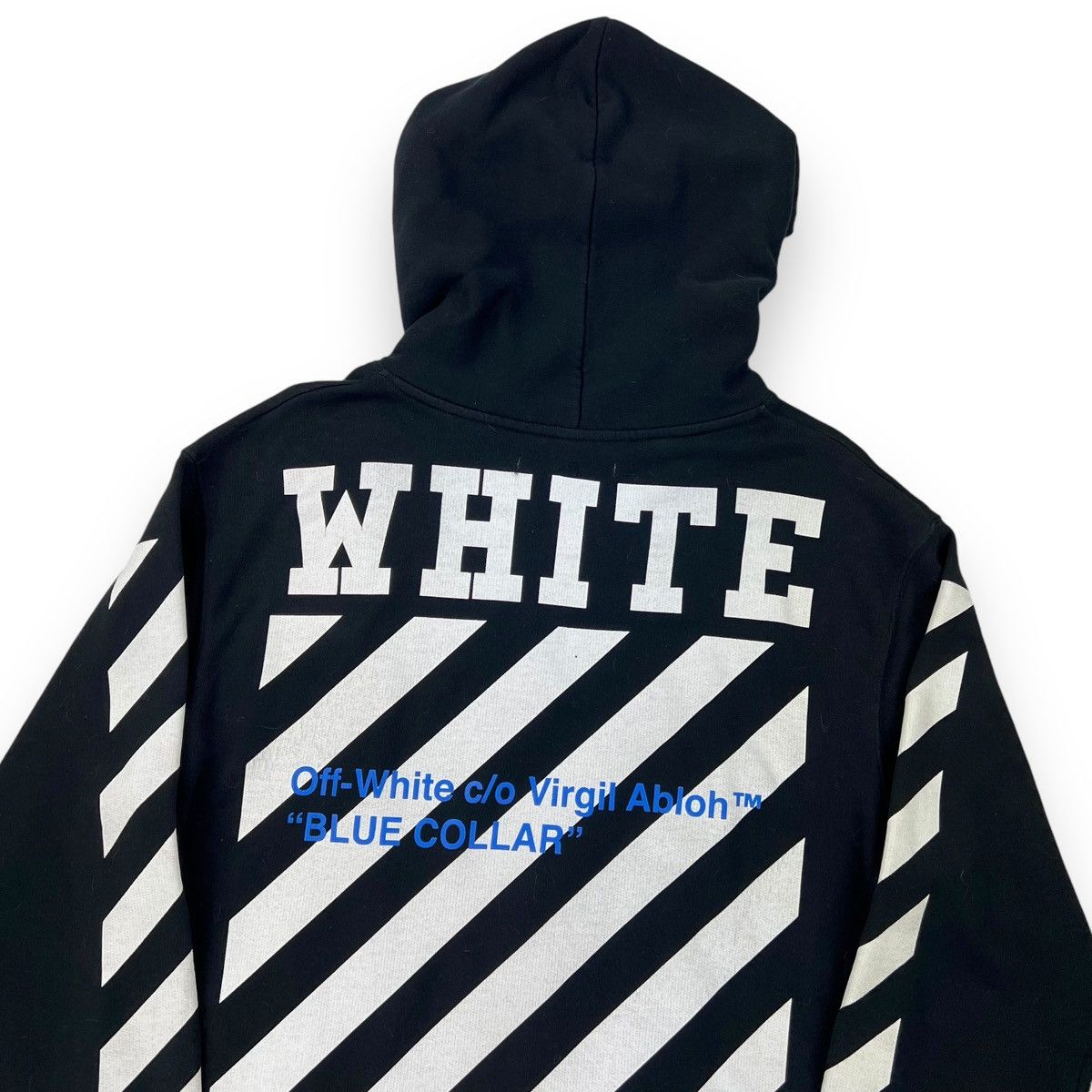 Off-White Blue Collar Diagonal Hoodie