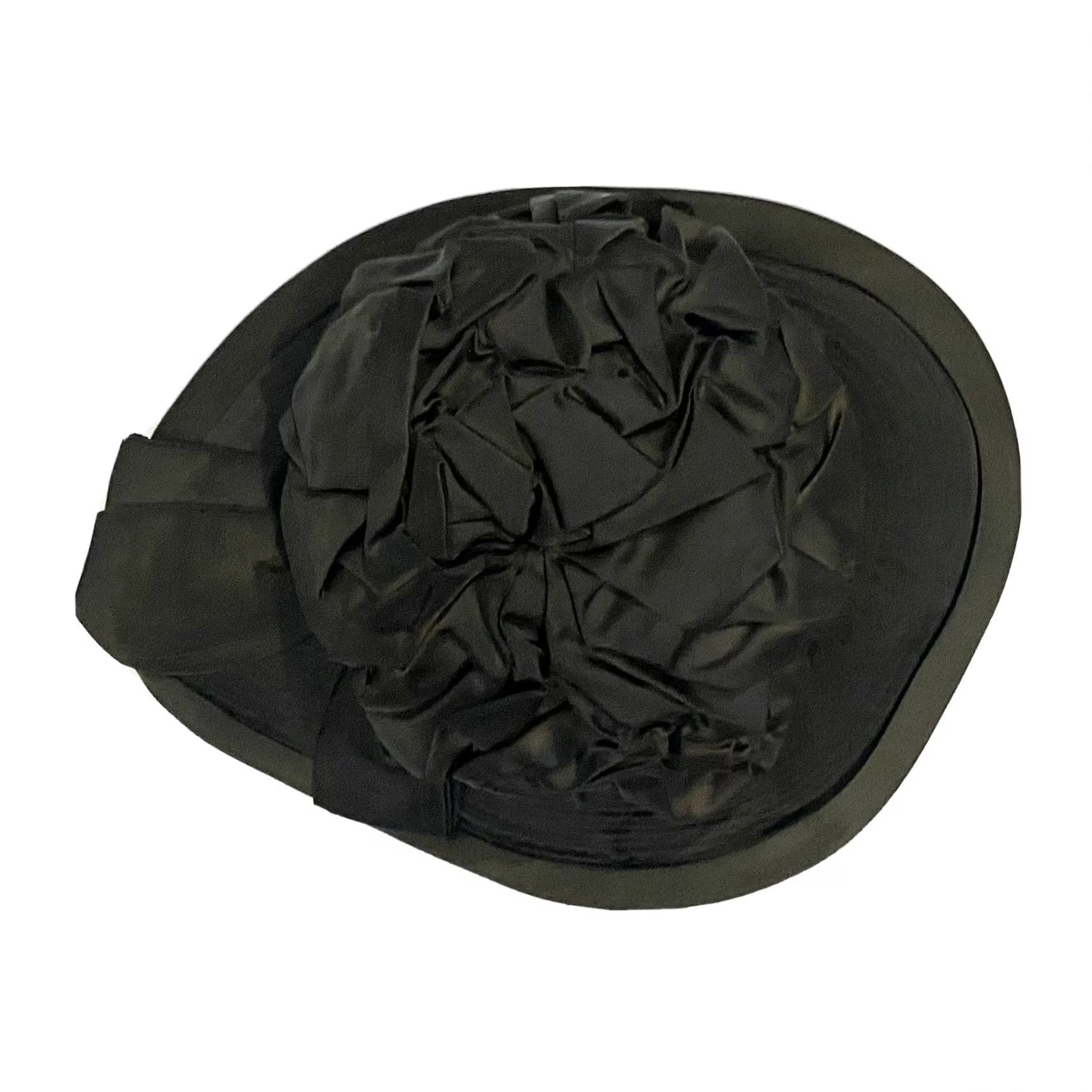 Vintage VINTAGE Charo Hat 1950s Women’s Dark Green Satin Bow Size ONE SIZE - 6 Thumbnail