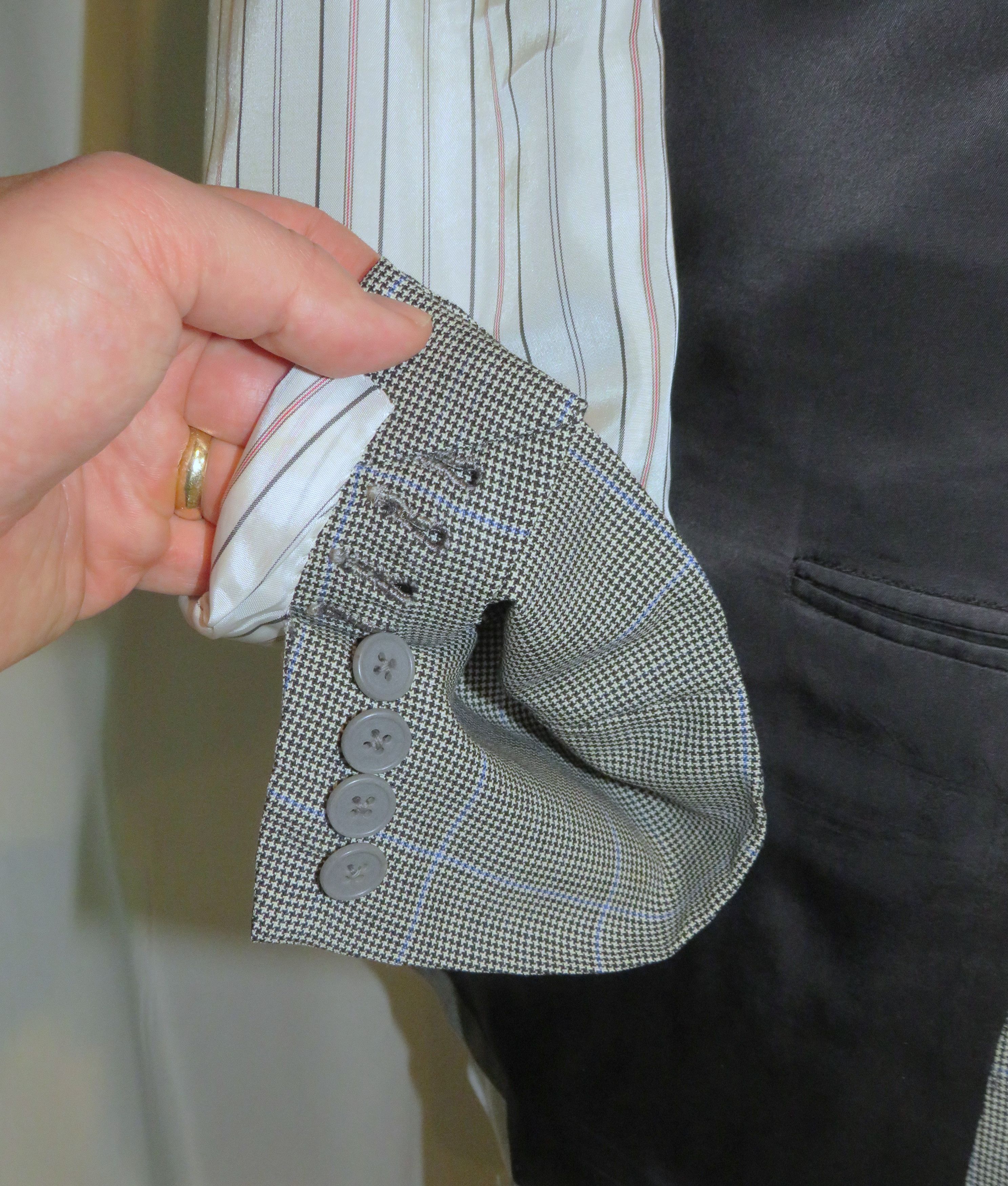 Alan Flusser Gray Houndstooth Overplaid Two Button Suit 40R Size 40L - 12 Thumbnail