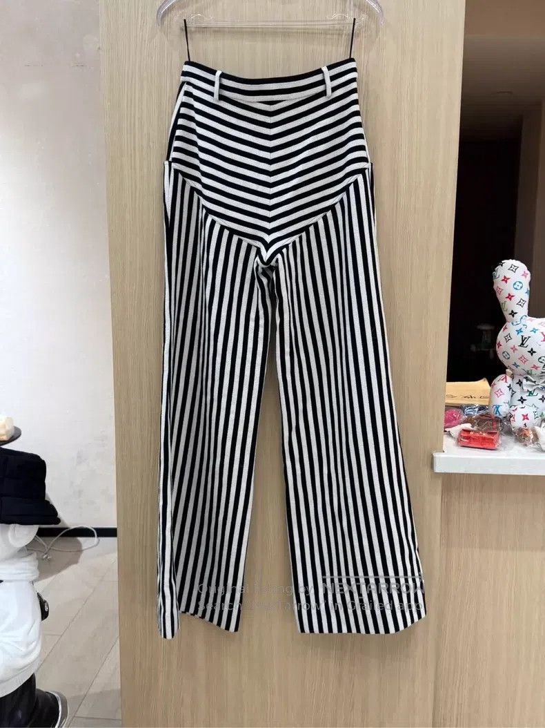 Chanel Chanel Black and white vertical striped woollen trousers Size 24" / US 00 / IT 34 - 3 Thumbnail
