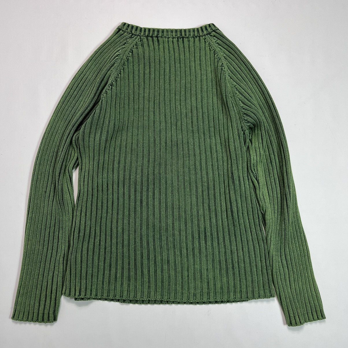 Japanese Brand Crazy Y2K Vintage Green Knit Washed Faded Opium Trans Techno Size US M / EU 48-50 / 2 - 13 Thumbnail
