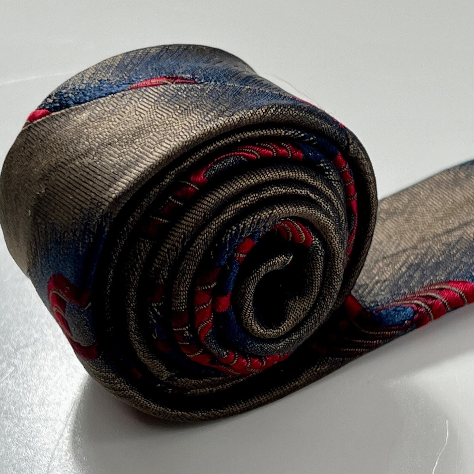 Hugo Boss Hugo Boss Men's Brown Red 100% Silk Striped Woven Neck tie Size ONE SIZE - 8 Thumbnail