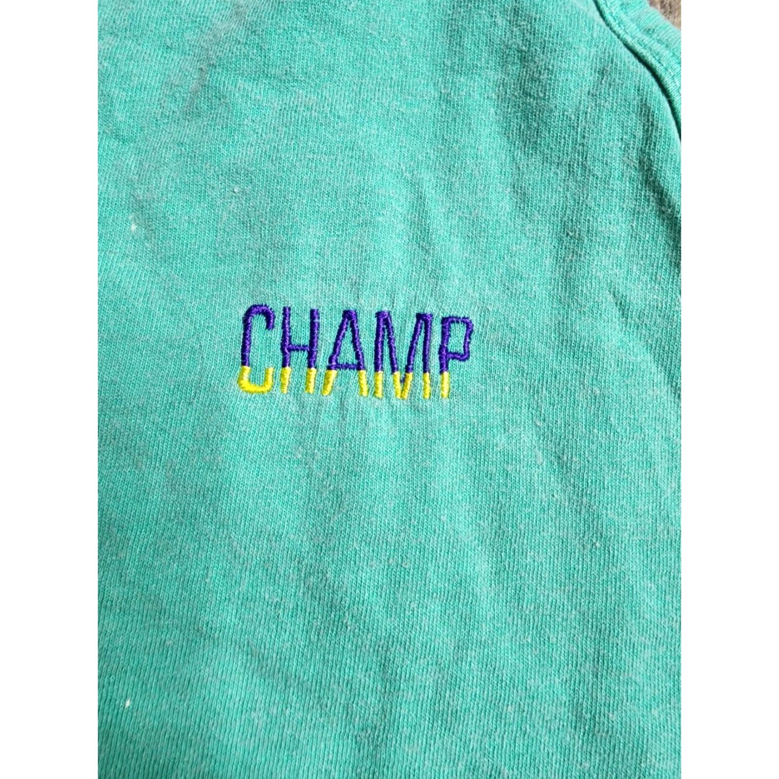 Anvil VINTAGE Anvil Mens Green Embroidered Champ Tank Top T Shirt Distressed 90s Cotton Size US L / EU 52-54 / 3 - 4 Thumbnail