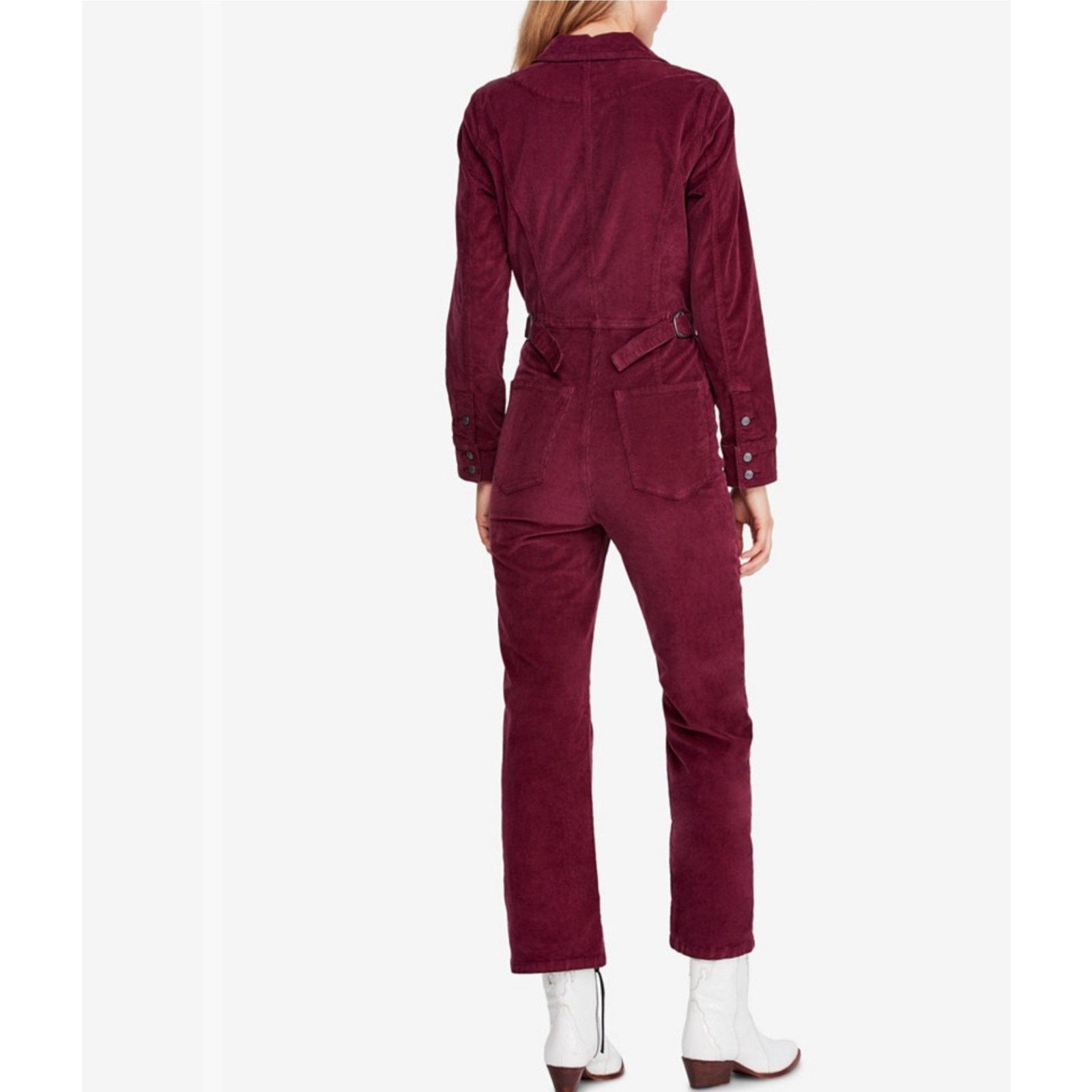Free People Free People Take Me Out Tailored Corduroy Jumpsuit Wine 0 Size 26" / US 2 / IT 38 - 4 Thumbnail