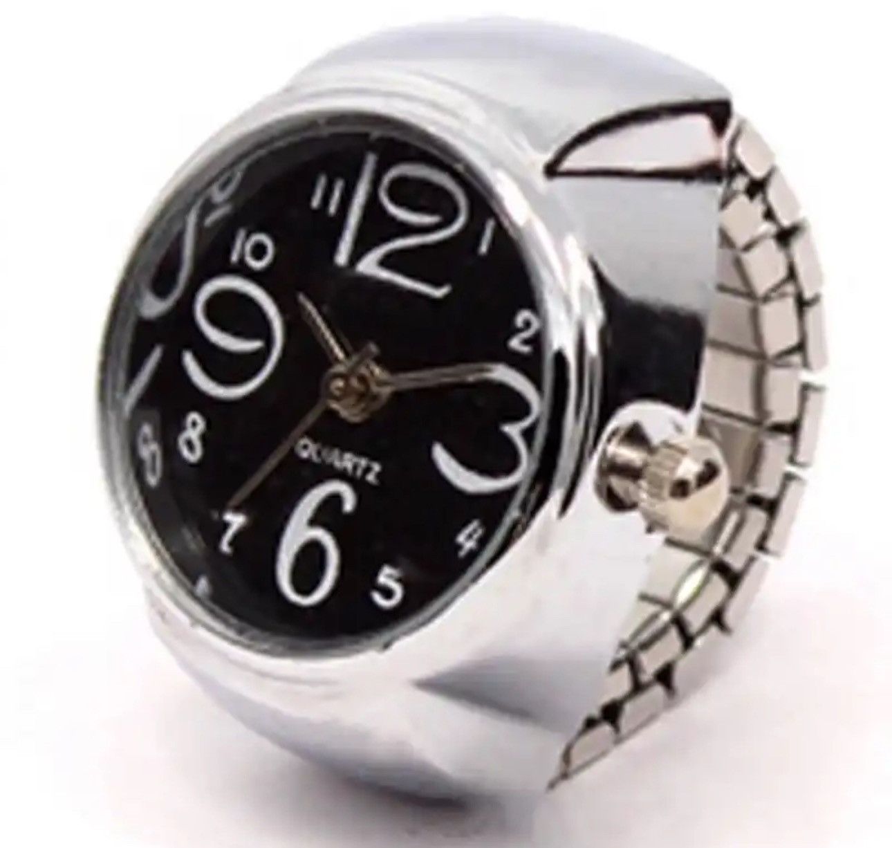Jewelry x Ring Gold Plated Finger Watch Adjustable Ring in Silver, Men's
